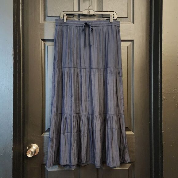 J. Jill Tiered Maxi Skirt In Navy Blue - Picture 2 of 12